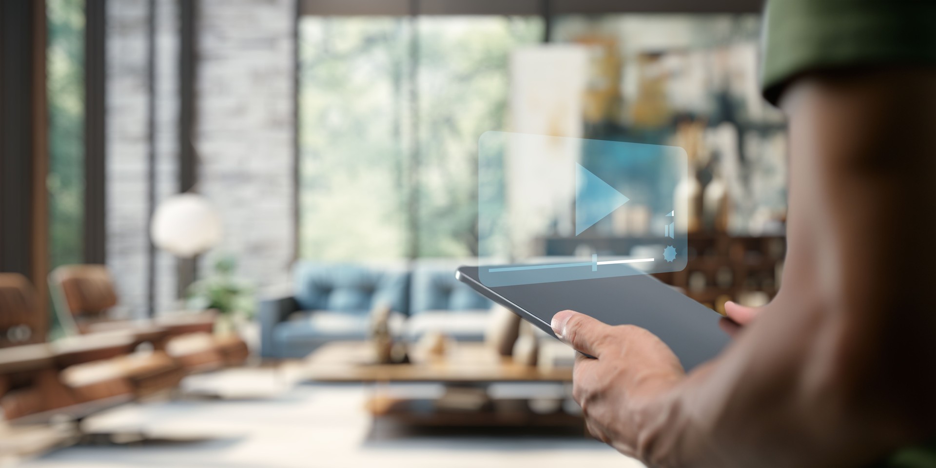 Hologram icon concept, symbol, watch movies, live broadcast, video clip, streaming video